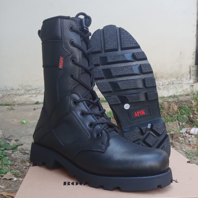 Sepatu PDL Kulit Asli Merk APIK Sepatu PDL Tni Polri Security Satpam Sepatu Boots Pria Kulit Asli