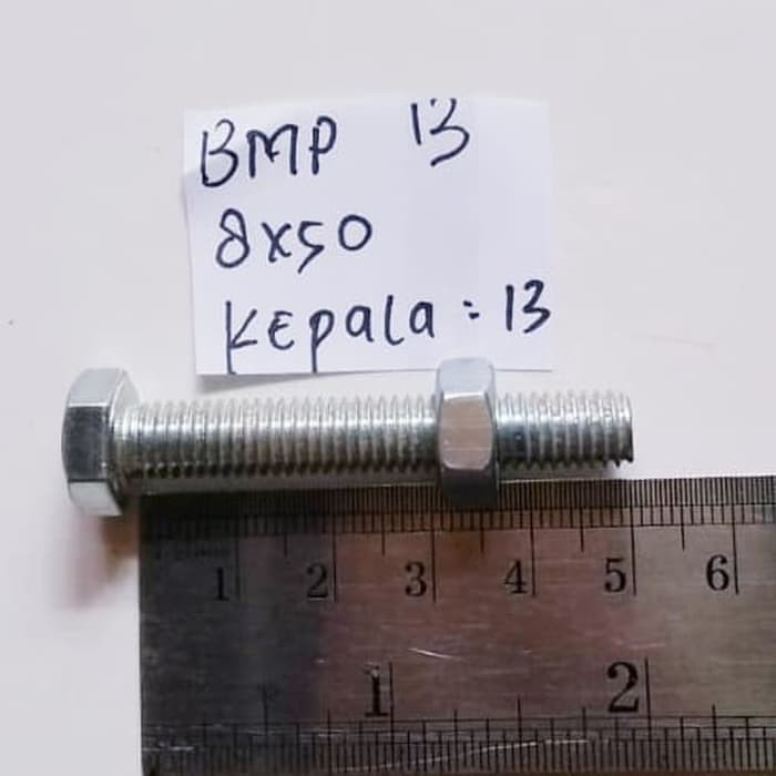 Baut Putih M8 x 50 / Baut 8x50 Kunci Baut 13