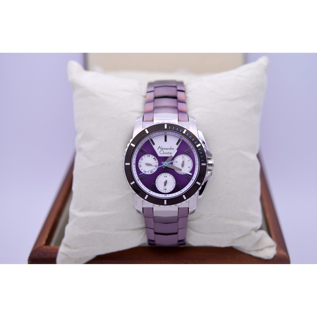 Alexandre Christie AC 6455 Black Silver Plat Purple Ladies Original