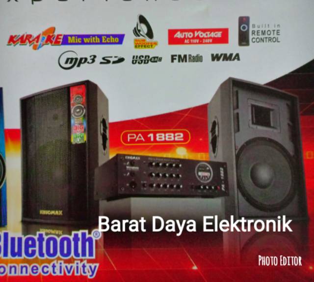 KING MAX SPEAKER KARAOKE BLUETOOTH PA 1882 PAKET KARAOKE (SPEAKER+MIXER)