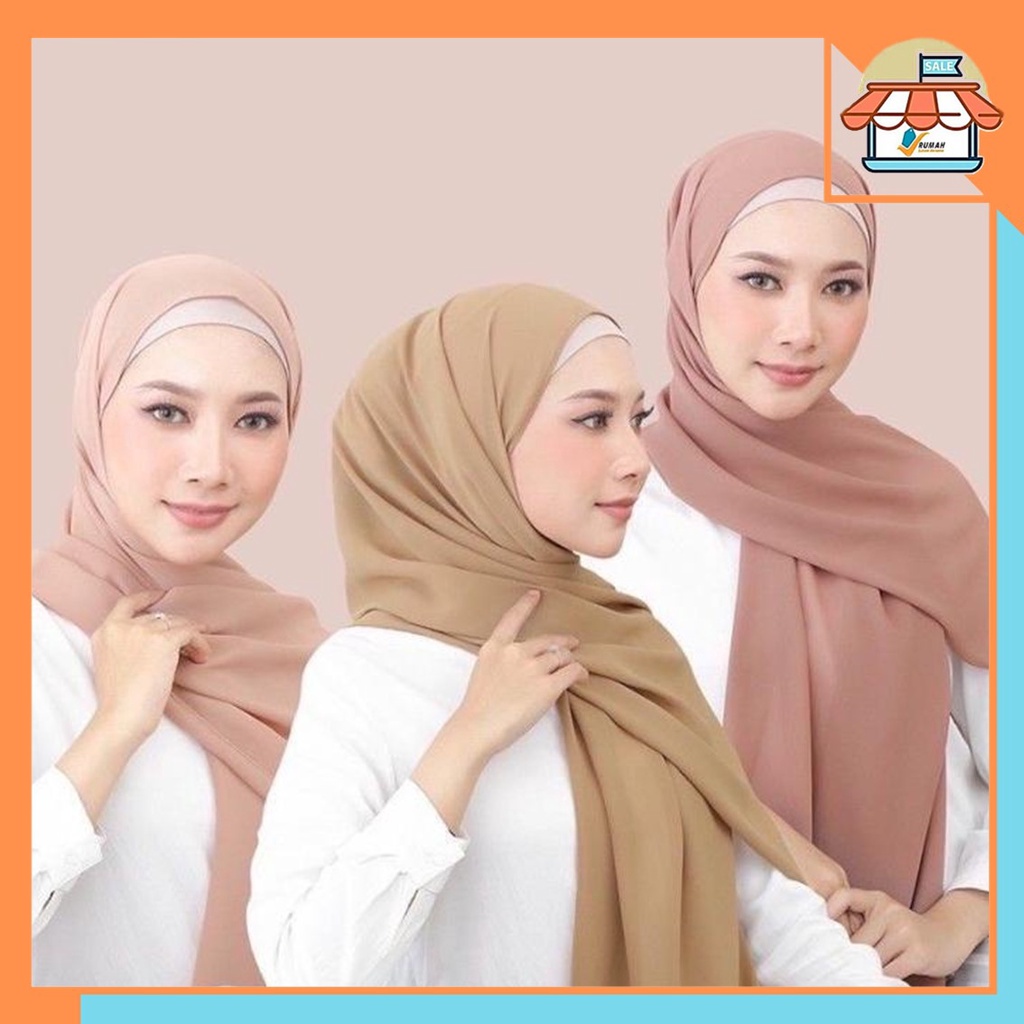 RSB HJB053 Jilbab Pashmina Heavy Chiffon Hijab Pasmina Premium Import