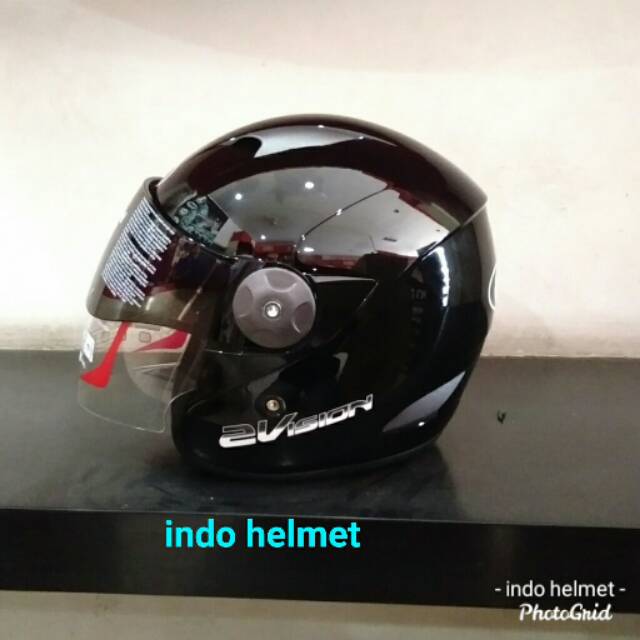 HELM KYT 2 VISION SOLID BLACK METALIK ORIGINAKL KYT 2 VISION GRATIS BUBLE WRAP
