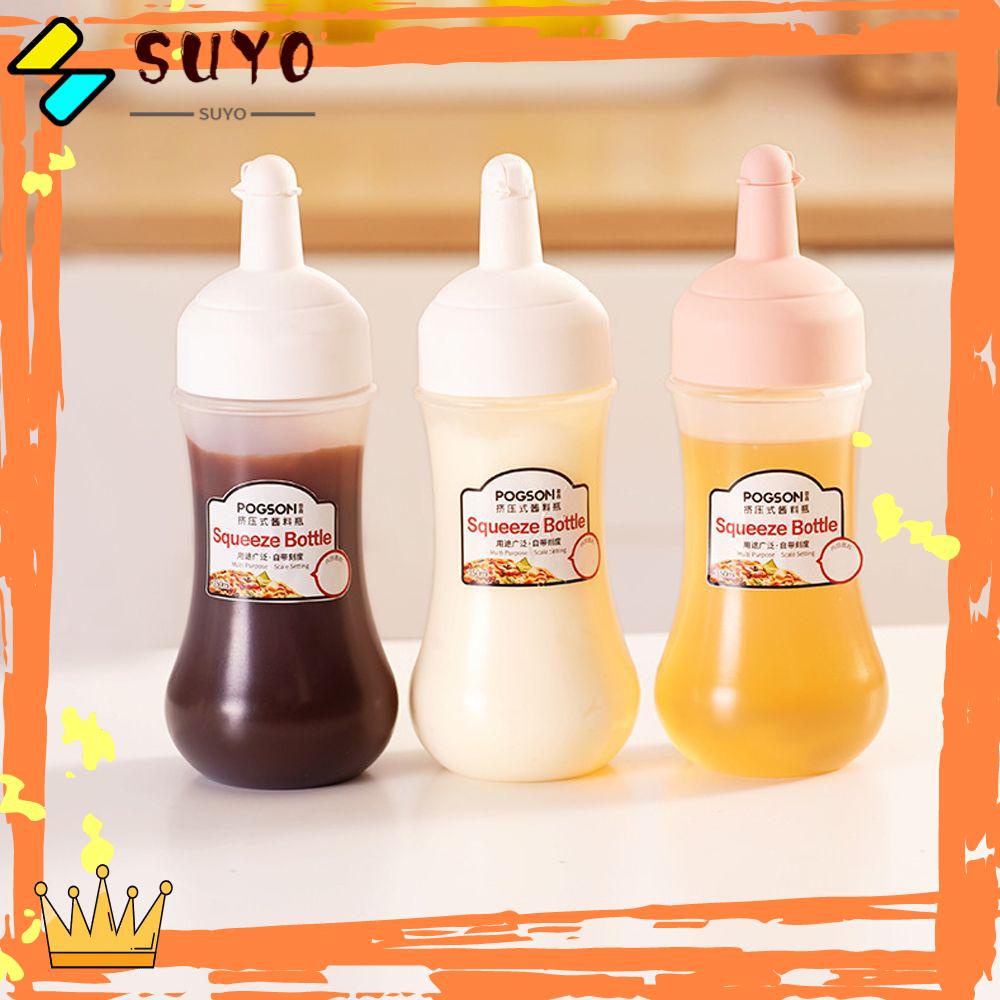 Suyo Botol Dispenser Saus Cuka / Makanan Penutup Model Remas 350ML Anti Debu Untuk Dapur