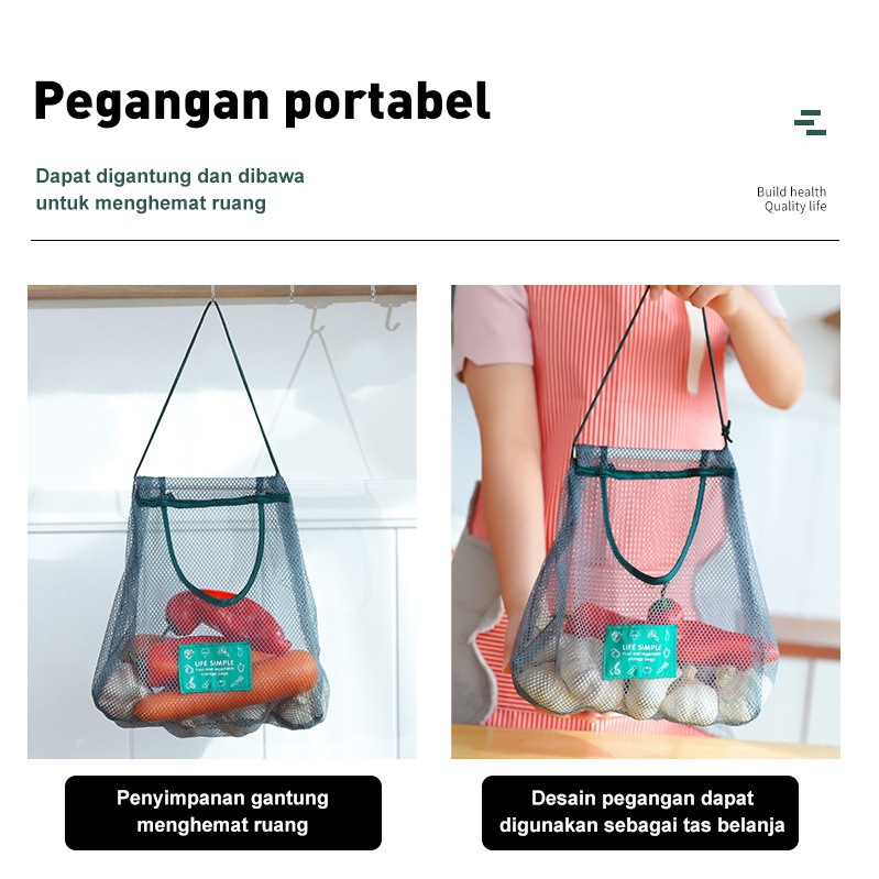 Tas jaring penyimpanan Multifungsi portabel / gantung dapur buah dan sayuran