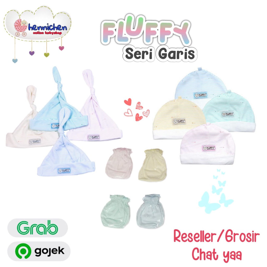 FLUFFY Topi Emen / TOPI KUNCUNG / STK Newborn topi anak topi bayi sarung tangan bayi NEWBORN (1 PCS)