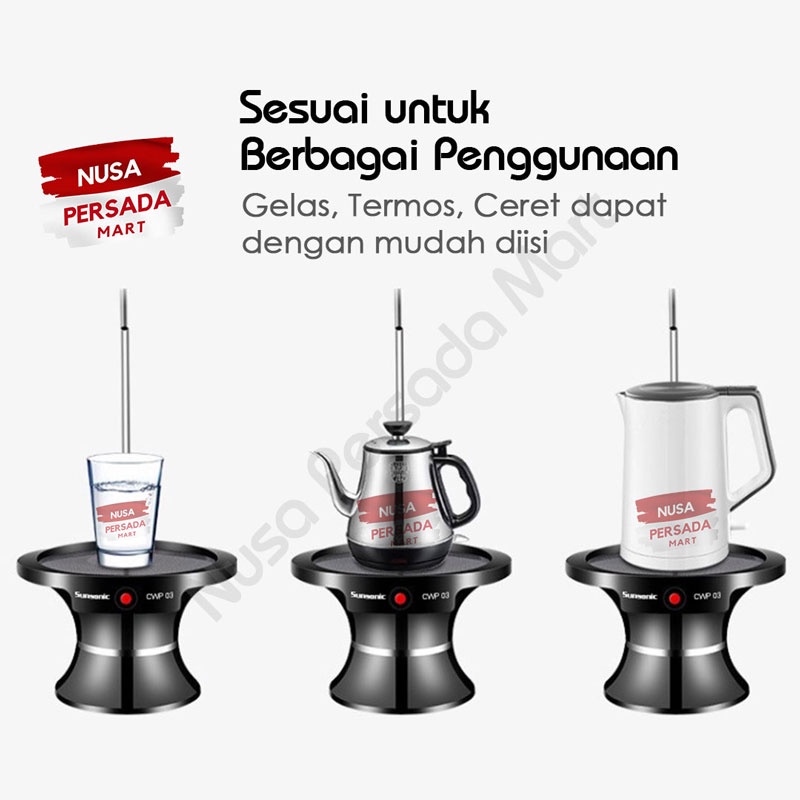 POMPA GALON AIR ELEKTRIK cwp03 sunsonic cwp 03 dengan DUDUKAN tatakan gelas Cas Rechargeable WATER DISPENSER  Sunsonic