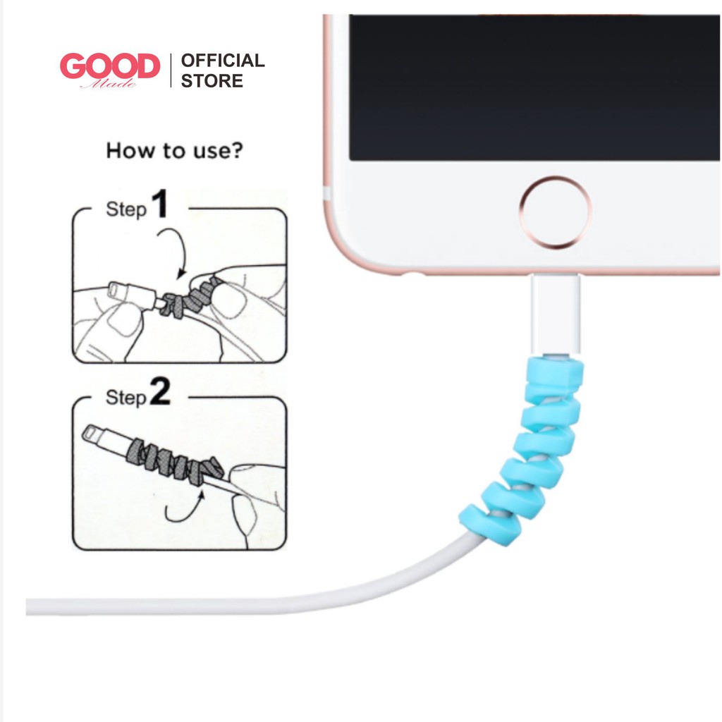 GOOD MADE - Pelindung Kabel Data Charger Earphone Bentuk Spiral Bahan Silikon Cable Saver Cable Protector