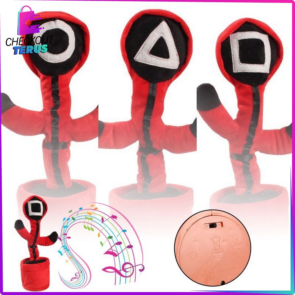 CT M208 Boneka Squid Game Goyang dan Bisa Bicara Rekam Suara Boneka Menari Joget Putar Ada Lampu Musik Boneka Mainan