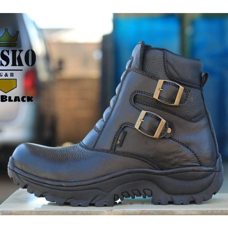 ENOZ X COBRA - Sepatu Boot Safety Pria Ujung Besi Kulit Asli Original Sepatu Boots Lapangan Industri Touring Cowo Kuat Dinamis