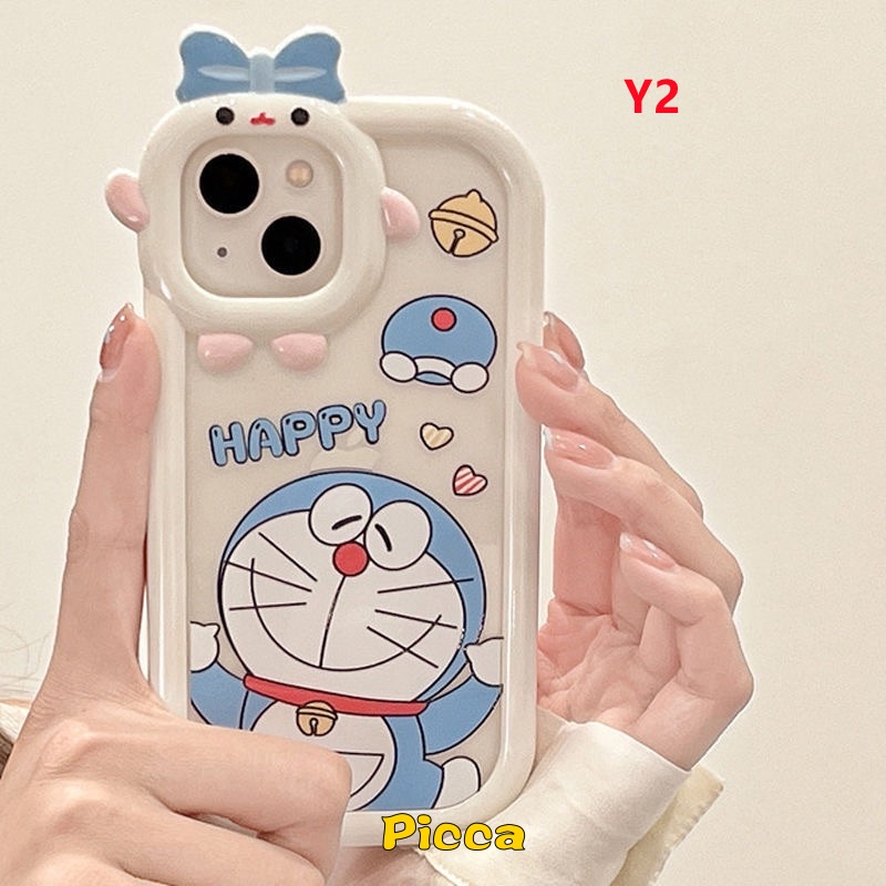 Kartun Hello Kitty Doraemon Couple Case Samsung A14 5G A04 A04E A23 A03s A04s A13 A12 A53 A32 A03 A52 A73 A22 A02s A50 A51 A52s A50s A21s A11 A33 A71 3D Little Monster Lens Cover