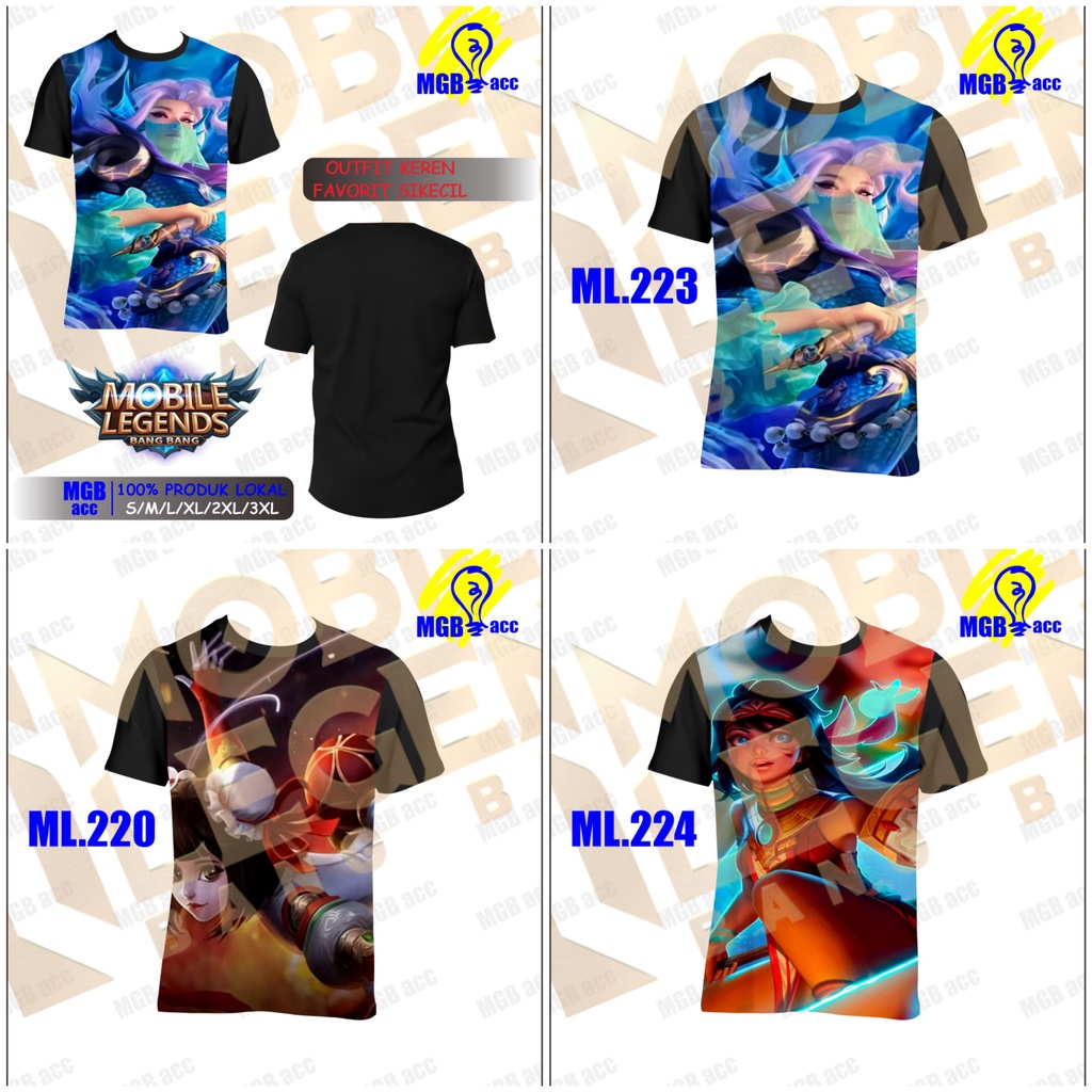 Kaos Baju Anak Atasan Laki Laki Perempuan Sublim Printing Lucu Motif Hero Mobile legend Suport