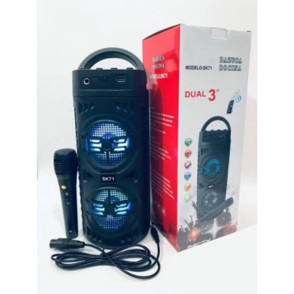 SPEAKER BLUETOOTH SK 71 LED DUAL 3 SERIES KARAOKE PORTABEL FREE MIC