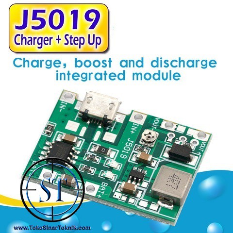 J5019 Modul 2in1 Charger + Step Up Adjustable Boost 2A Charger Baterai Lion TP4056 MT3608 BB-64D