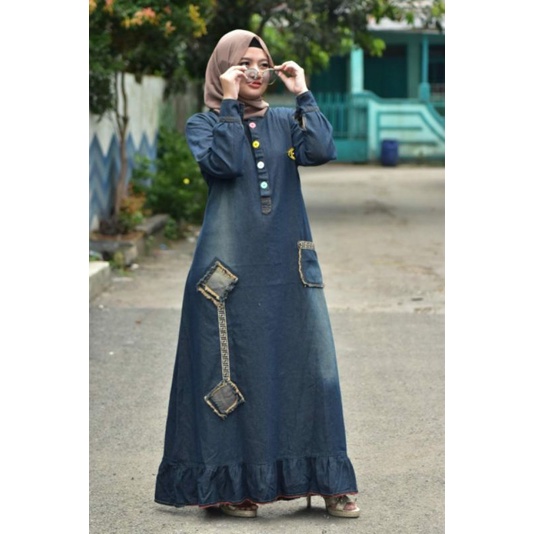 Bonita Dress Jeans Gamis Muslim Wanita Fashion Muslim Terbaru 2021 Model Gamis Levis Terbaru 2021New