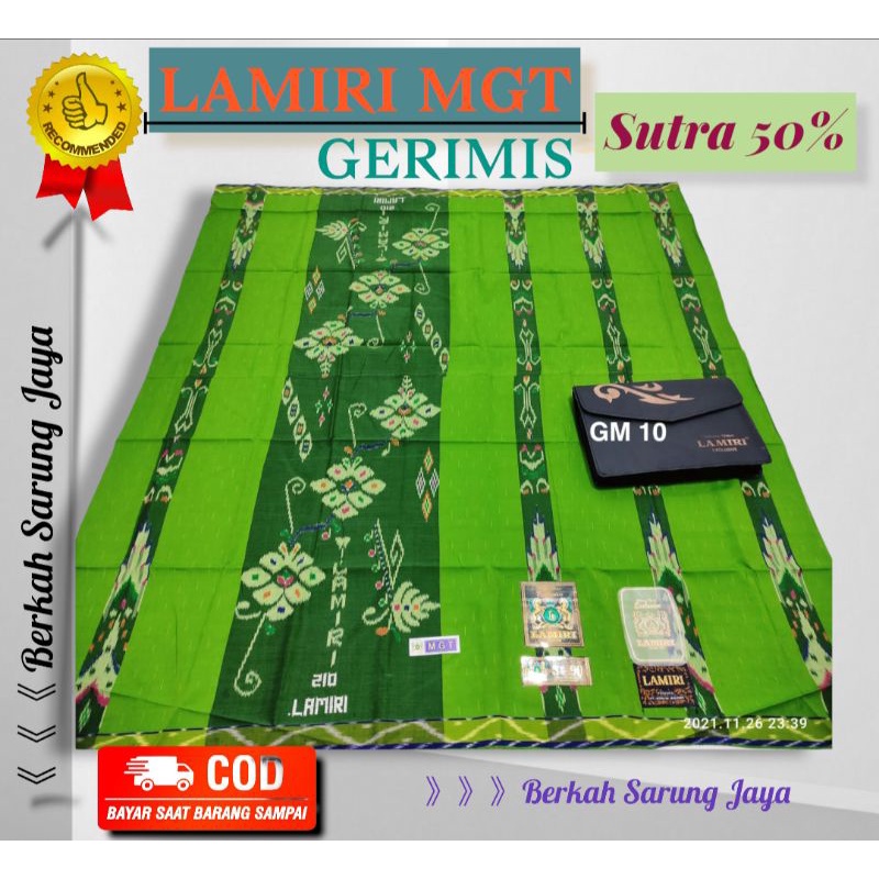 SARUNG LAMIRI MGT S90 GERIMIS SUTRA 50% JAHIT TENGAH LENGKAP TAS TERBARU TERLARIS