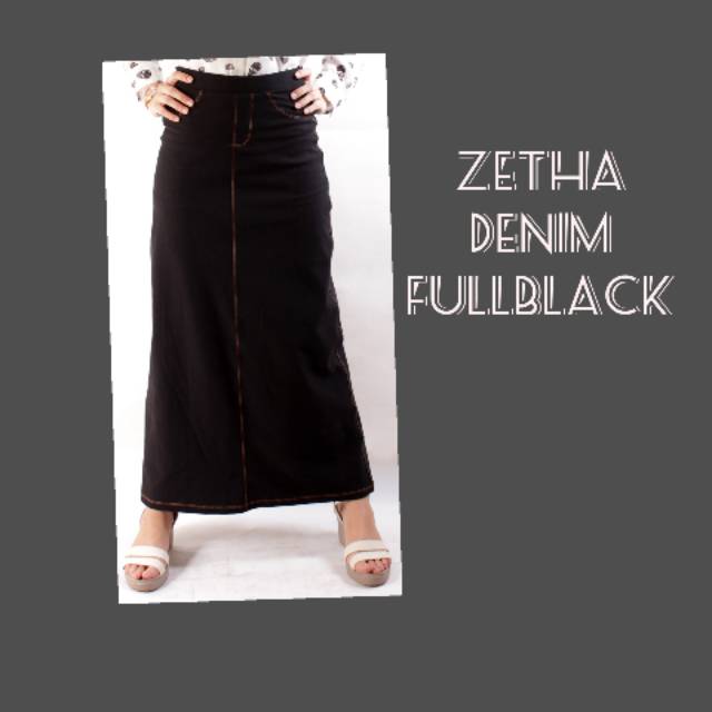 Rok Panjang LineA Denim Fullblack-1