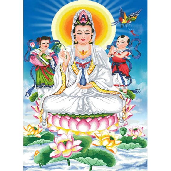 LUKISAN FULL DIAMOND 5D PAINTING (DIY) DEWI KWAN YIN ANAK UKURAN 40x60cm (PxT)