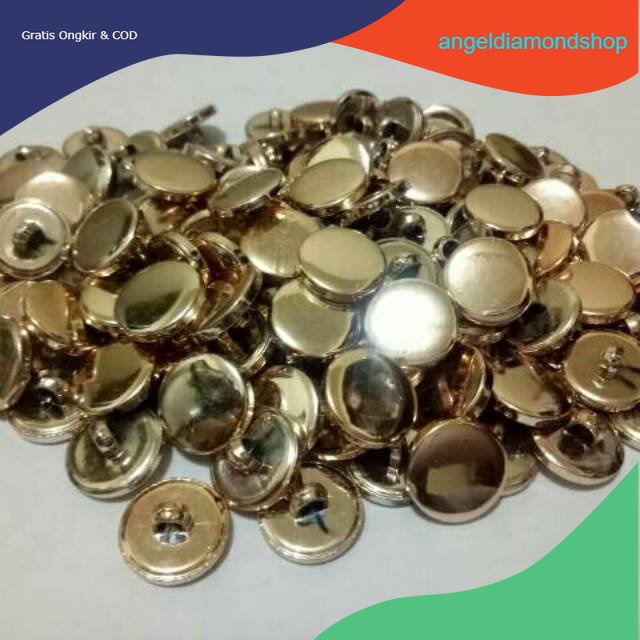 COD Isi 120 pcs Diameter 15 - 18 mm - Kancing Baju Jamur Emas Polos - Kancing Emas