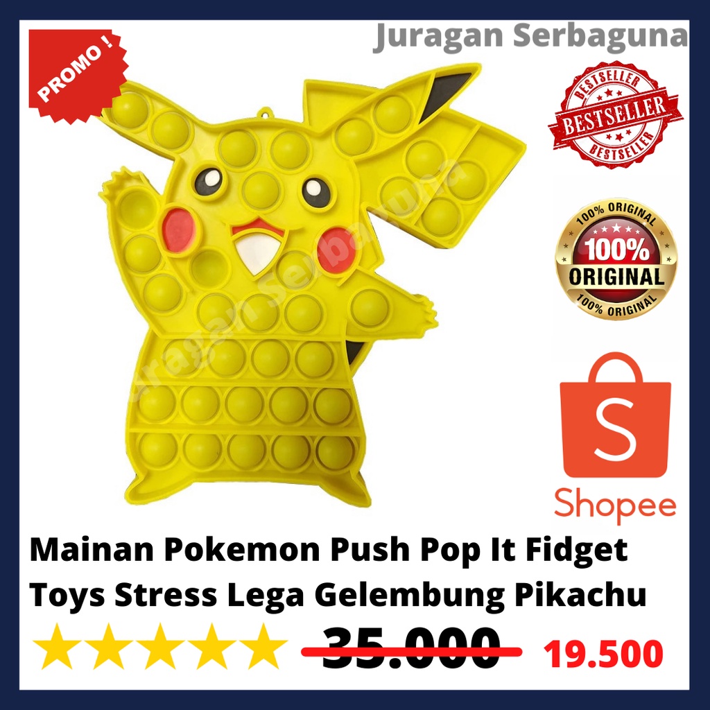 Mainan Pokemon Push Pop It Fidget Toys Stress Lega Gelembung Pikachu