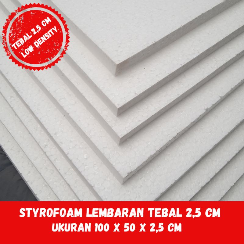 styrofoam lembaran 2,5 cm low density ukuran 100 x 50 cm
