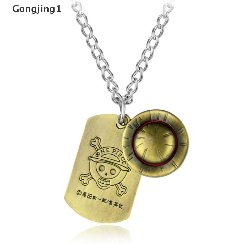 Gongjing1 1pc Kalung Rantai Dengan Liontin Logo Anime One Piece Luffy Topi Jerami