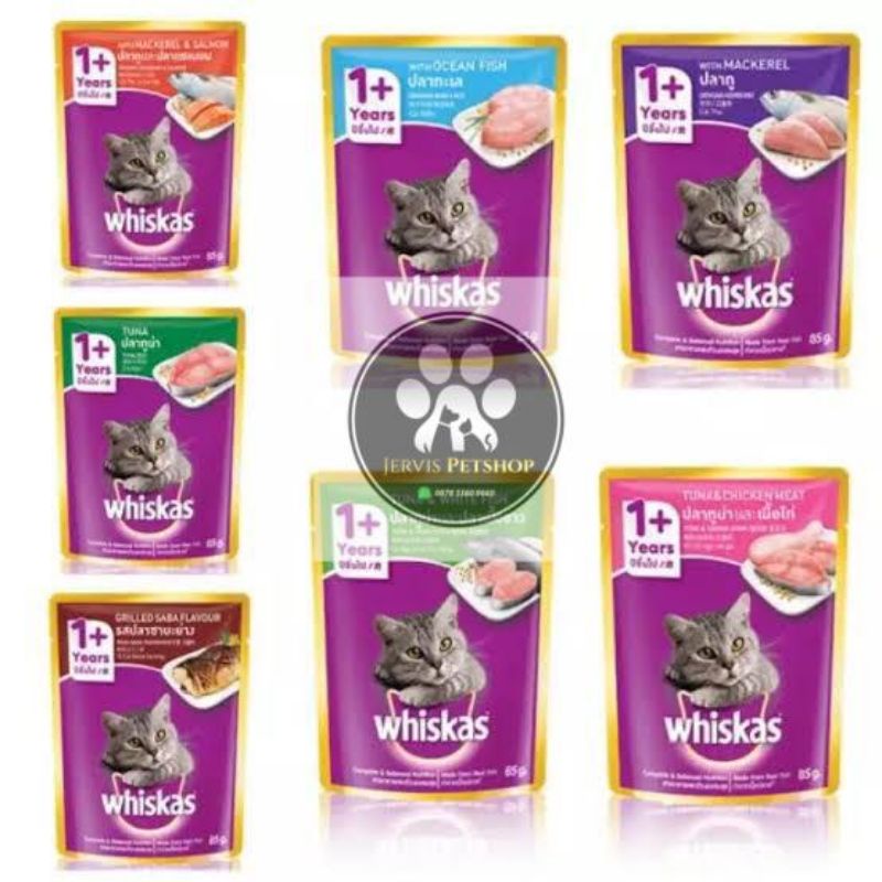 Makanan kucing Basah Whiskas wet pouch all variant