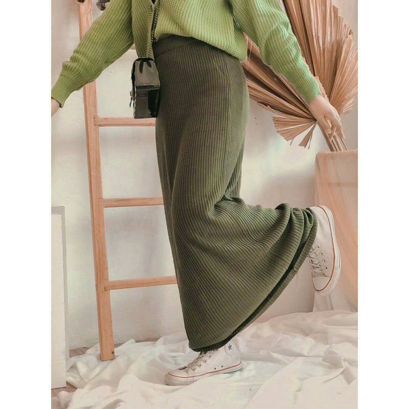 Promo!! Rok rajut span/ Rok Rajut/ROK SPANN RAJUT/ROK RAJUT PREMIUM/ROK WANITA/ROK PANJANG/-army