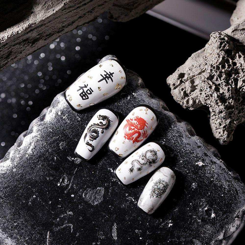 MXBEAUTY Self-adhesive Nail Decals Happiness Motif Naga Salon Kuku Nail Art Sliders DIY Stiker Kuku Manicuring Sticker