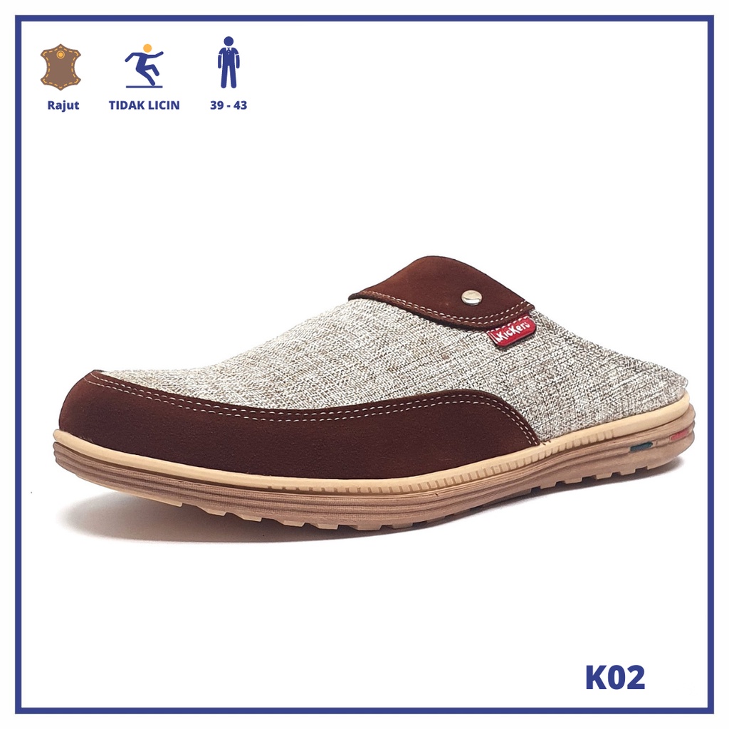 Kickers Sandal Selop Pria Kasual Coklat Muda - K 02