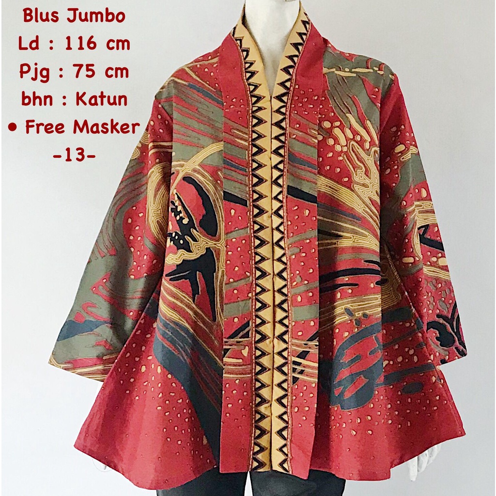 Blus jumbo katun batik solo batik halus trendy modern atasan kerja blus wanita