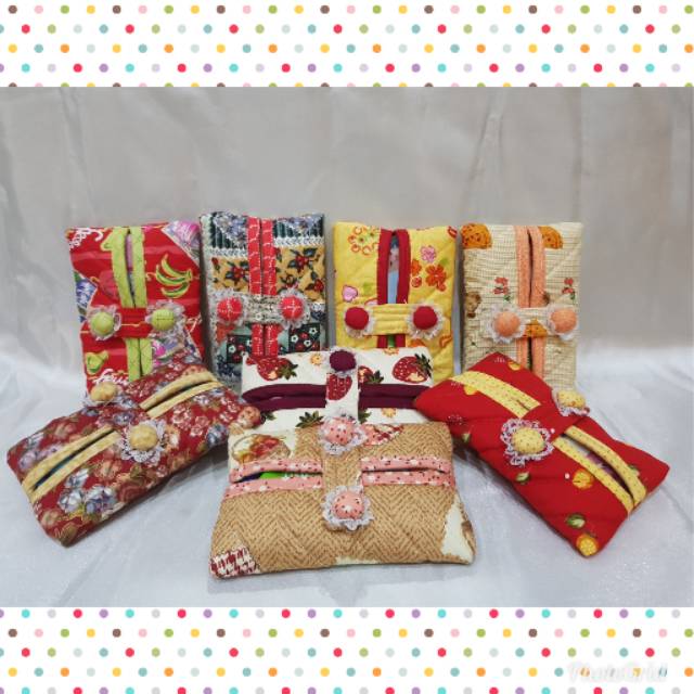DT1 - Tempat tissue / basah / saku dompet pembalut travel pouch kado souvenir handmade murah