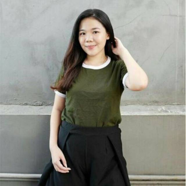 Kaos polos Wanita Ringer Tee