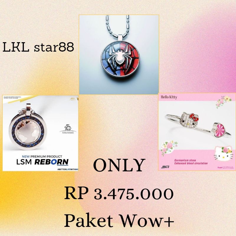 Paket pendant Spiderman + Pendant LSM Reborn + Bangle Hello Kitty ORIGINAL MCI