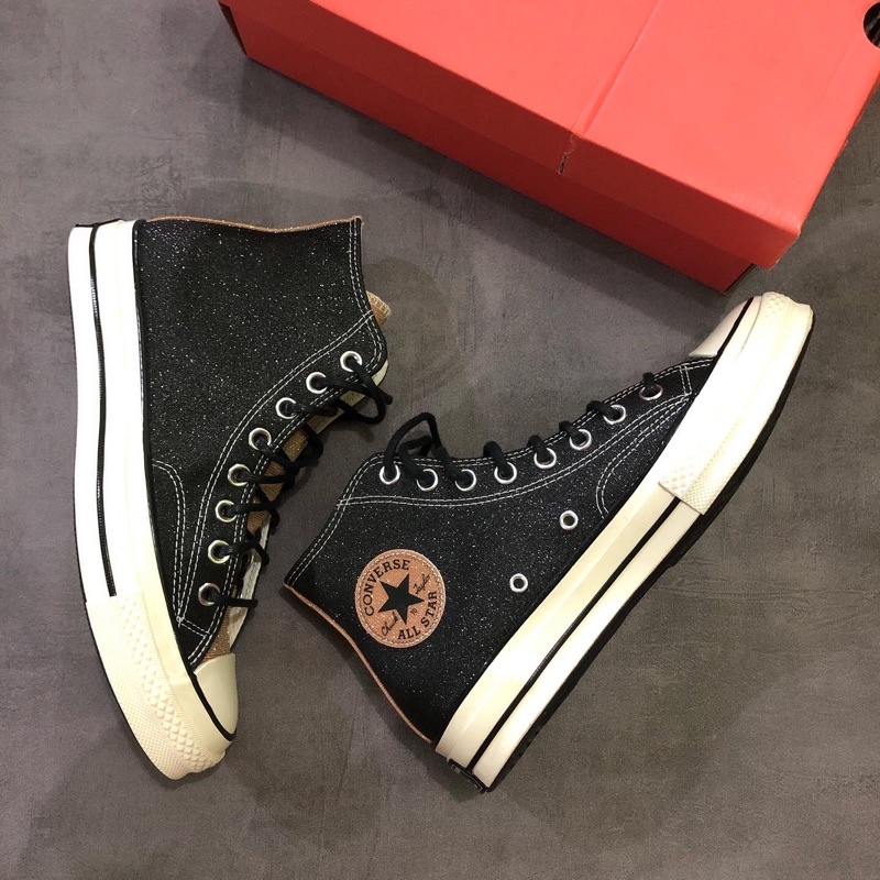 Sepatu Sneakers / Converse Chuck Taylor High Glitter Black Gold