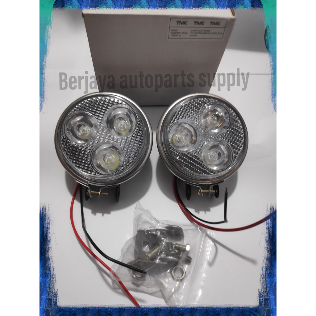 Foglamp LED 3" Lampu Kabut Bulat 3 inch Universal 12V Mobil motor 1 SET (2 PC)