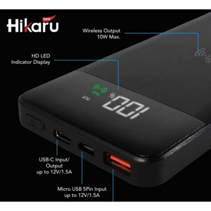 HIKARU T62 10000mAh COMPACT WIRELESS POWER BANK