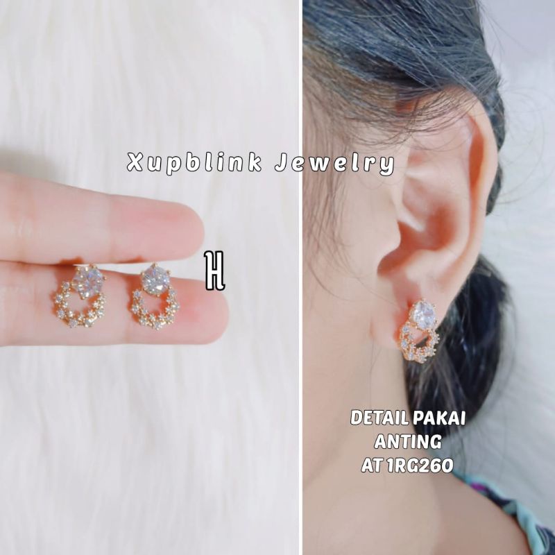 Anting Tusuk Titanium Anti Karat Permata  Model Mirip Perhiasan Asli