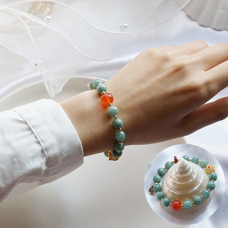 Gelang Giok Chalcedony Gaya Vintage Untuk Wanita