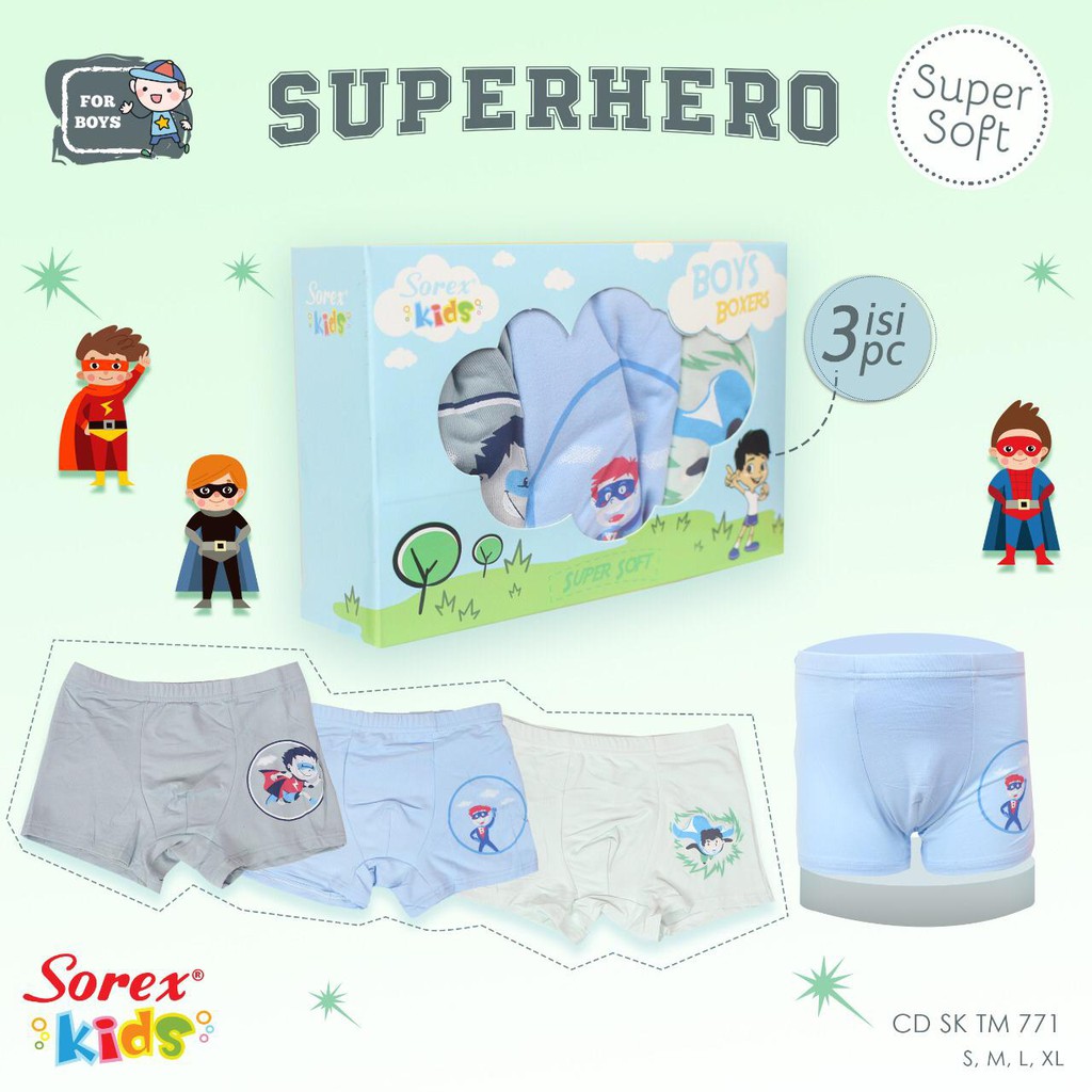 SOREX KIDS BOY SK TM770 ; TM 706 ; TM771 CD CELANA DALAM BOXER ANAK LAKI- LAKI SUPERHERO TM 751 TM 701