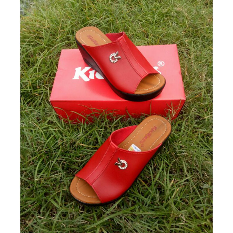 sandal wanita santai heel 5 centi merah 002