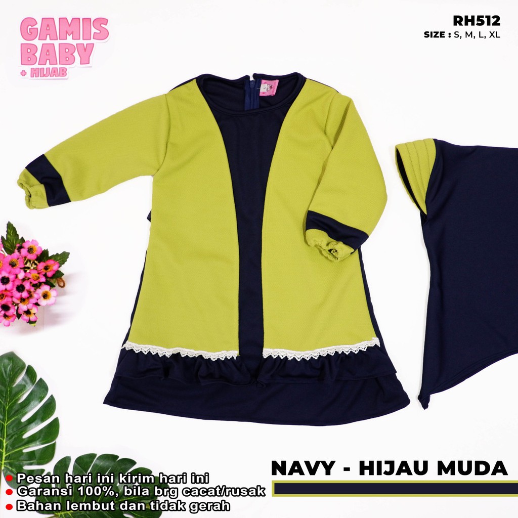 Baju Gamis Balita Perempuan Set Hijab | Baju Gamis Baby Perempuan Cantik Masa Kini COD