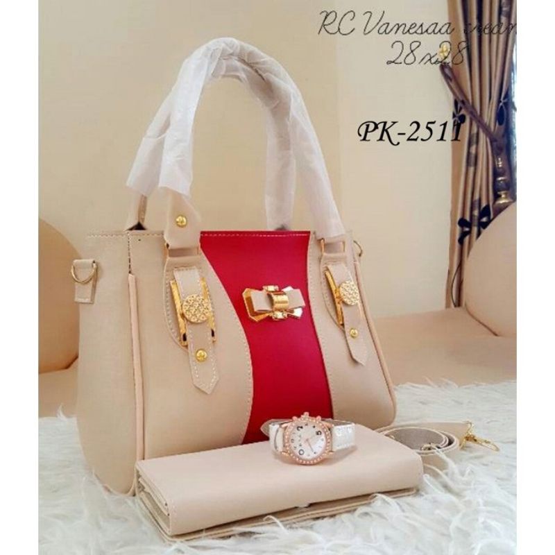 Tas paketan 3in1 wanita pita kombinasi