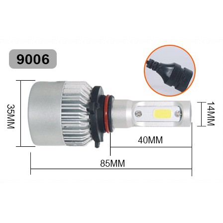 HLXG Lampu Mobil LED COB Headlight 8000LM 9006/HB4 S2 Chip 2 PCS - Silver