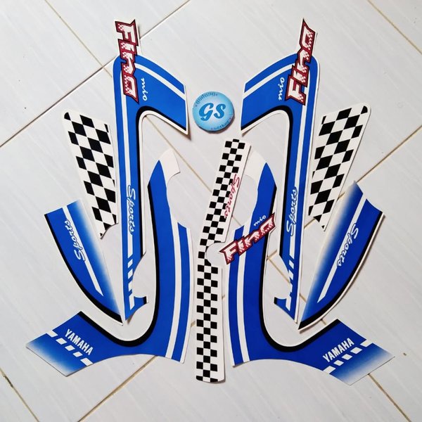 Striping Stiker Motor Yamaha Fino Karbu 2012 Full Putih-biru