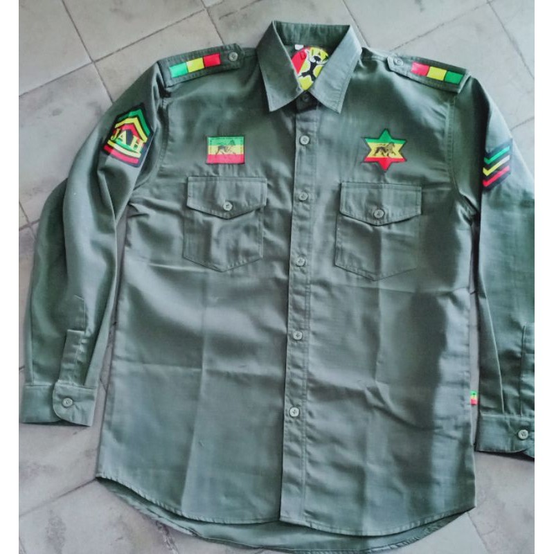 kemeja army rasta jah shirt reggae JATIMAIKA