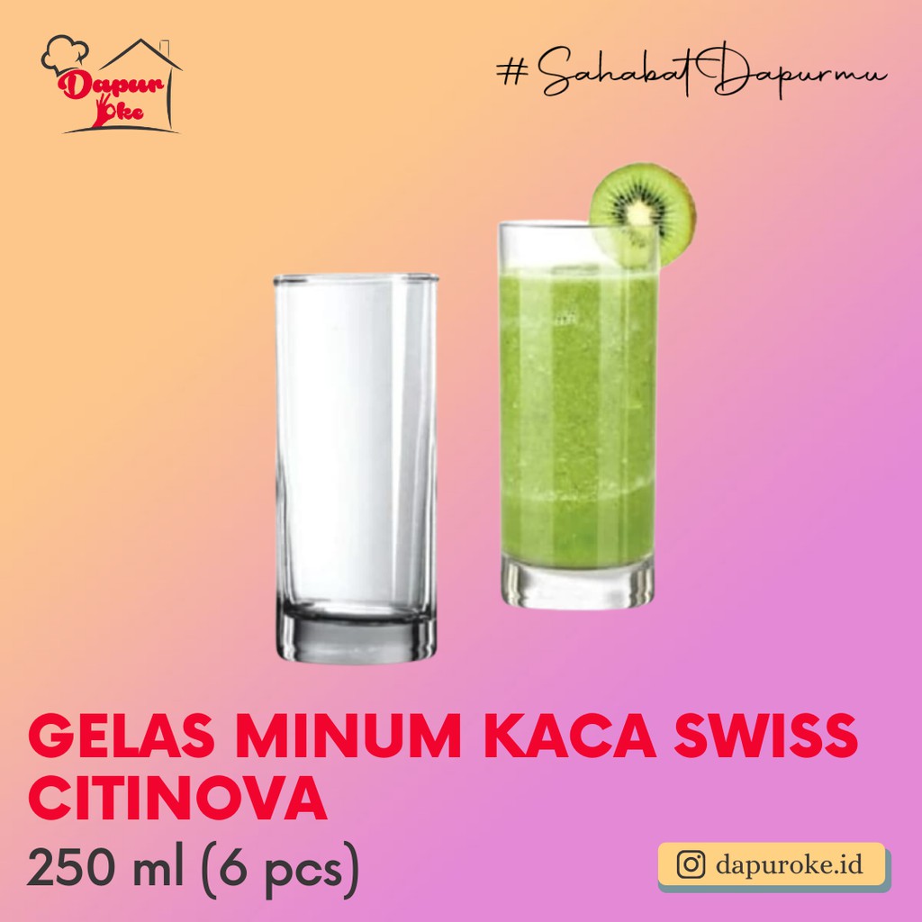 Gelas Minum Kaca Swiss Citinova 6 pcs