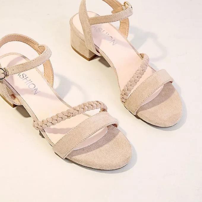 JURAGAN ONLEN -   12.12 BIG SALE SANDAL WANITA HAK TAHU KEPANG TERLARIS-Krem