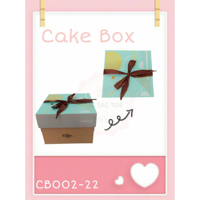 Cake Box 22x22x16cm, Kotak Kue,CBX ribbon-happy peach, CBX Ribbon-happy tosca, kotak tempat kue 1pcs