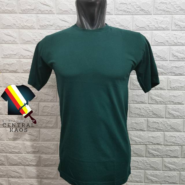 KAOS POLOS / BAJU POLOS HIJAU BOTOL Cotton Combed 30s Premium