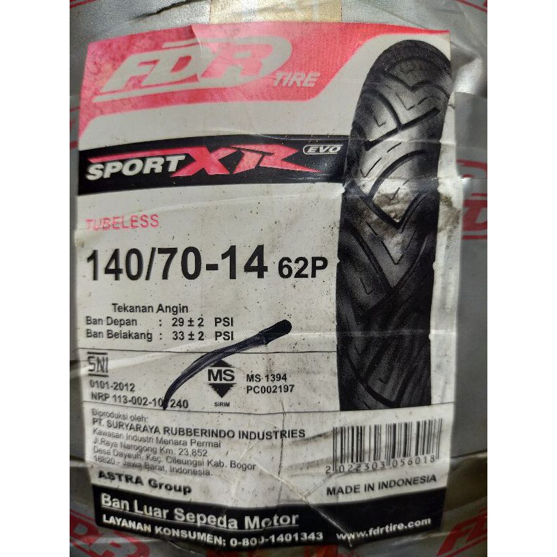FDR 140/70 RING14 BAN PCX AEROX BELAKANG TUBELESS